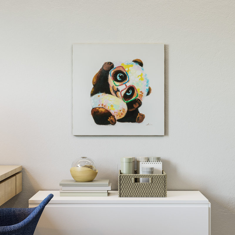 Smarty Panda, peinture sur toile tendue