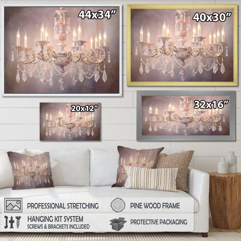 Chandelier Serene Lustre II, reproduction d'art sur toile, Cadre photo noir, H 34 po x l 44 po x P 1,5 po