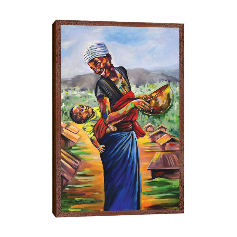 Cradle by Damola Ayegbayo - Print on Canvas, Classic Brown Wood Framed, 66.04 cm H x 45.72 cm W