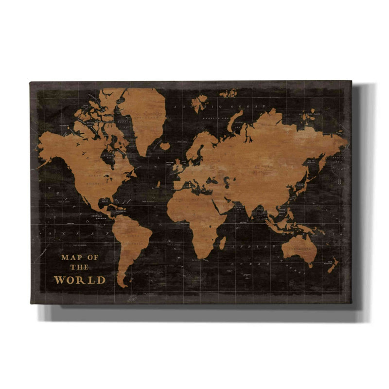 «World Map Industrial» par Sue Schlabach, estampe numérique sur toile, L 26 po x H 18 po
