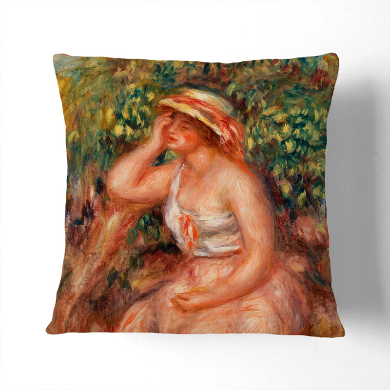 Woman Daydreaming Square Throw Cushion, 55cm H x 55cm W x 20cm D, Black