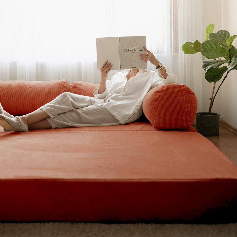 Canapé-lit 3 places, 3, Vermillon, H 39,37 po x l 27,56 po x P 78,74 po