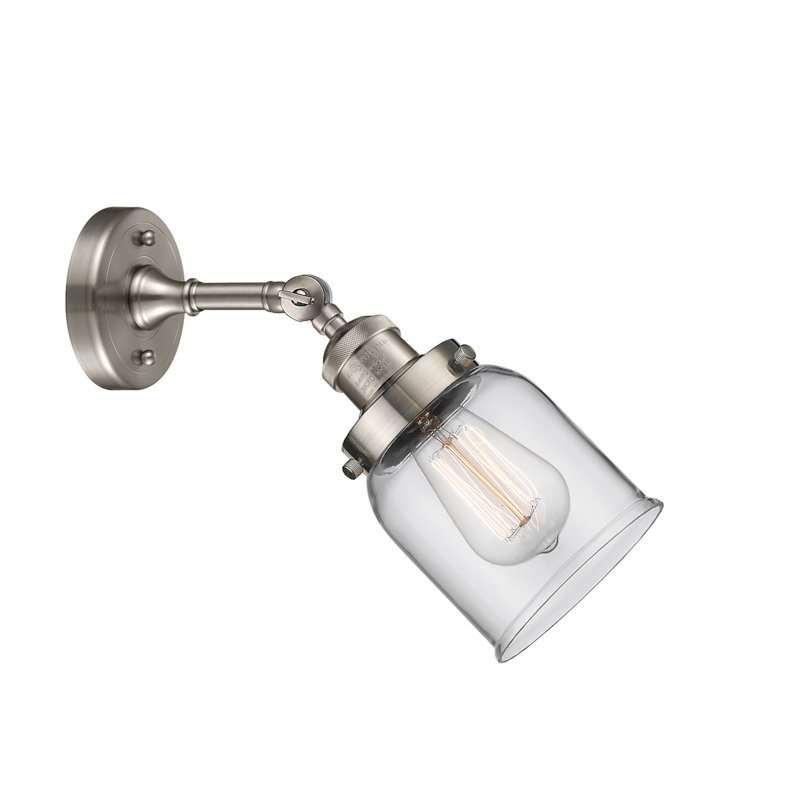 Applique murale 1 lumière 8 po Bell, Ampoule à DEL rétro de 6 watts, Clair, Nickel satiné brossé