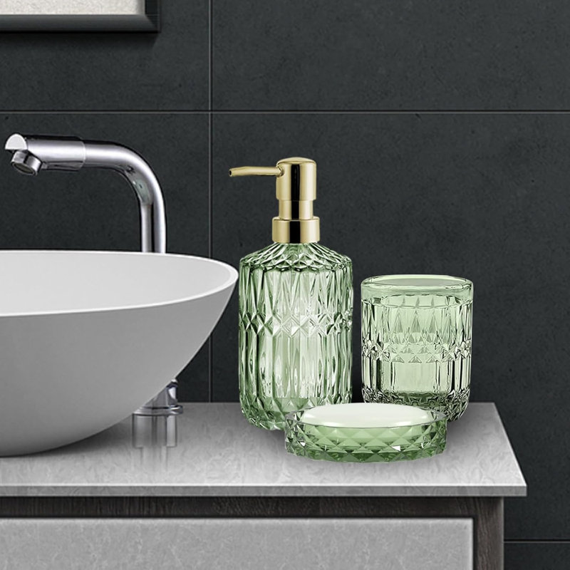 5 Pcs Modern Bathroom Accessories Set,Humidity Resistant And Friction Resistance,Gradient, Green