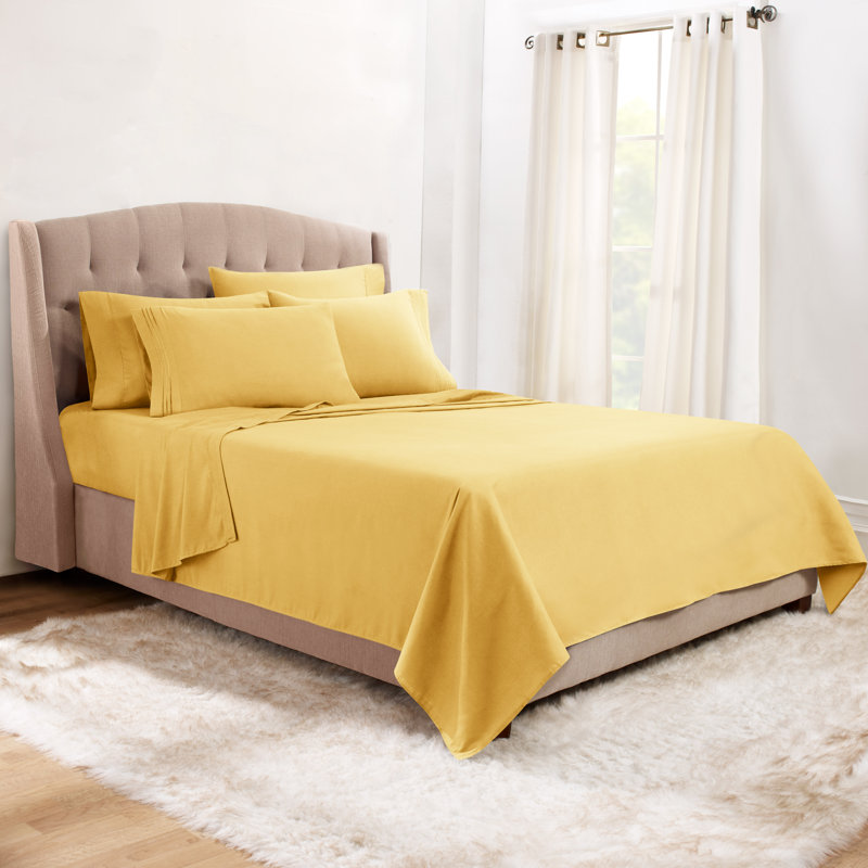 Microfiber Sheet Set, Mellow Yellow, Full Sheet Set + 1 Fitted Sheet + 4 Pillowcases