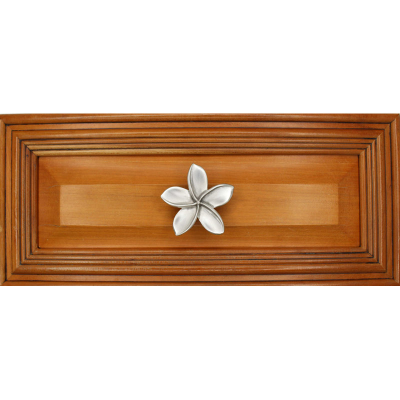 2" Plumeria Flower Medium Knob, Brushed Nickel, 2.5" L x 2.5" W, 1