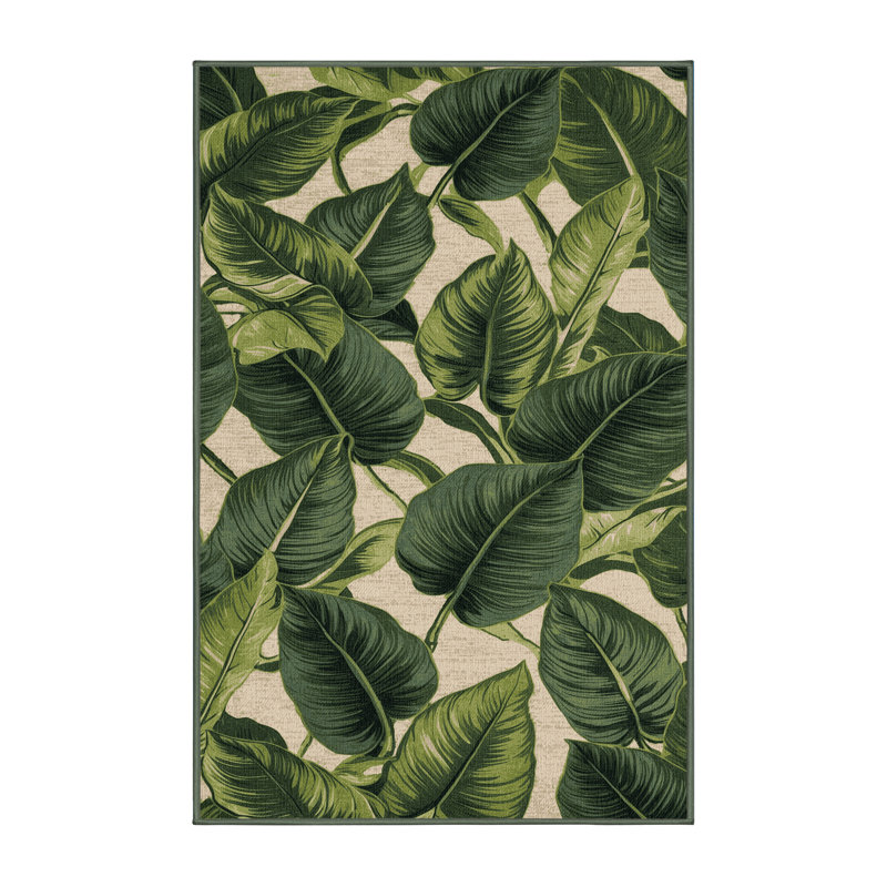  Washable Philodendron Hawaiian Area Rug, Rectangulaire 8 pi x 10 pi