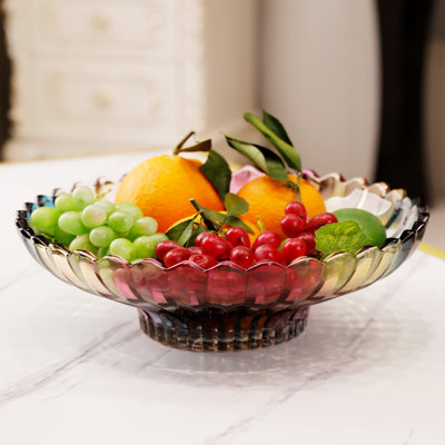 Accessoires de cuisine pour bol de fruits colorés en verre de cristal de 12 pouces de diamètre