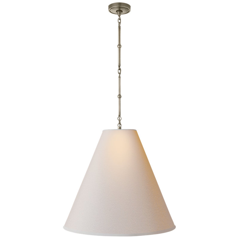 Thomas O'Brien Goodman Large Hanging Lamp, Antique Nickel, Fabric