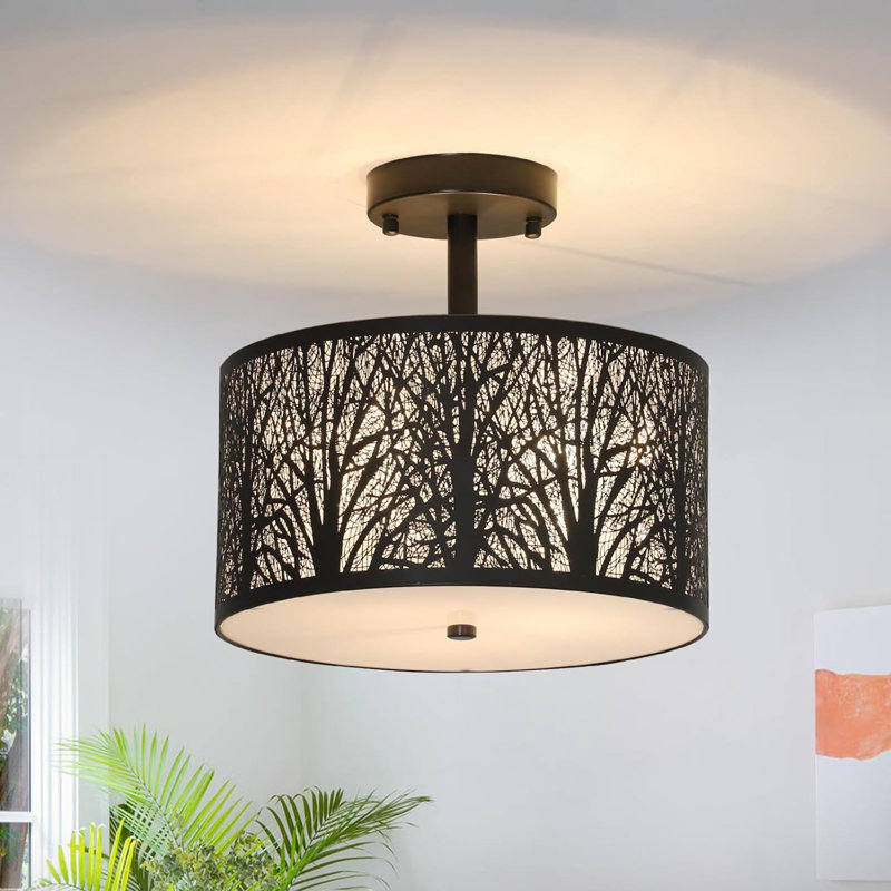 Nychelle Rattan Semi Flush Mount