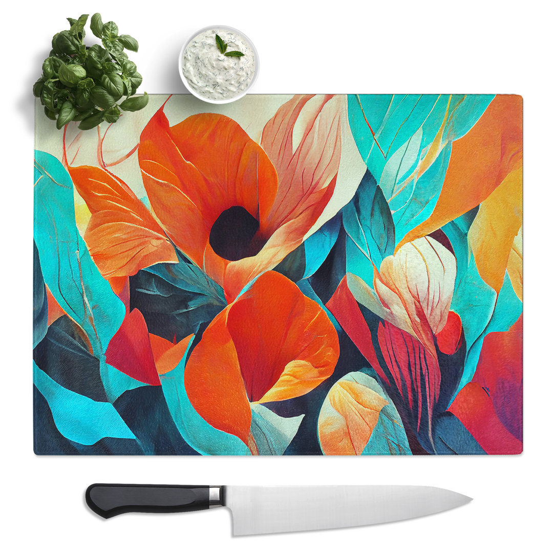 Abstract Floral Art Vol.6  Glass Chopping Board