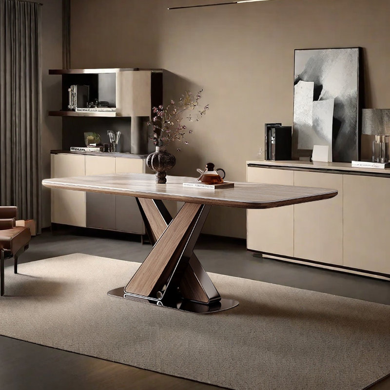 table de salle à manger à pieds croisés, H 29,53 po x L 70,87 po x l 31,5 po