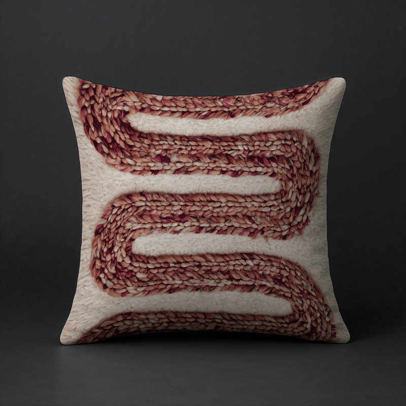 Coussin décoratif intérieur et extérieur Modern, Gris / beige / bourgogne abstrait 1, Carré 20 po