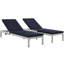Chaise longue d'extérieur en aluminium avec coussins 3 pièces Shore-1521349608