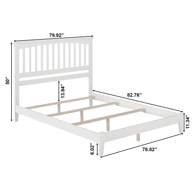 Abingt Solid Wood Foundation Bed , King, White