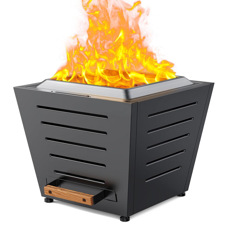 25 Inch Smokeless Fire Pit,Stainless Steel Wood Burning Fireplace,Portable,with Pull-Out Ash Tray and Handles, Blue