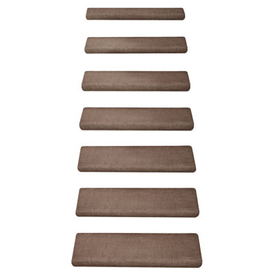 Plush 9.5"x30"x1.2"Bullnosed Carpet Stair Treads Cover*12 Brown