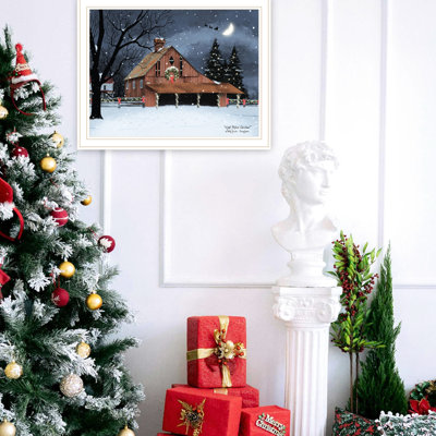 Nuit avant Noël, cadre mural blanc. Transformez votre espace de vie et de chambre à coucher. Bois et papier. 18 po x 1 po 14 po, 3 lb. Facile à monter. Multicolore. Fabriqué à l'intérieur. Fade-. Élégant