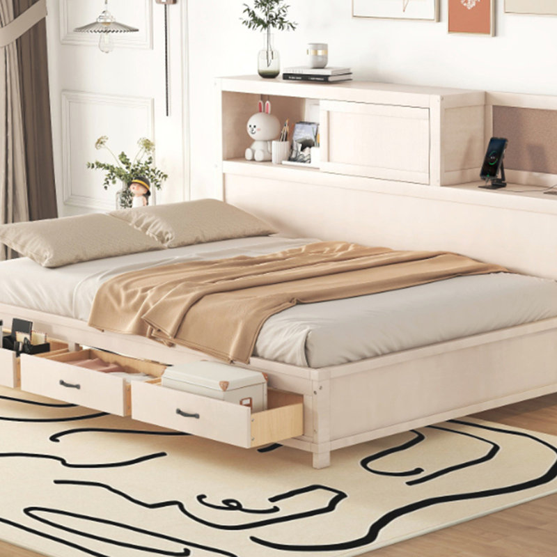 Wooden Daybed with 3 Storage Drawers