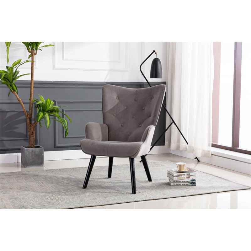 Cleaton Upholstered Armchair, Grey Velvet