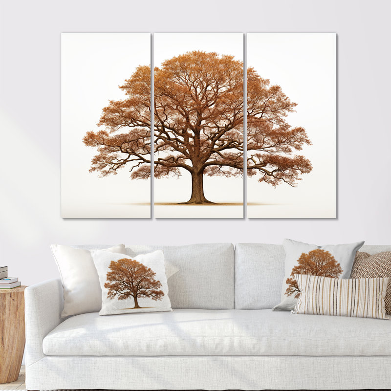 «Brown Oaks Outline II», ensemble d'art sur toile de chêne, Toile tendue, H 40 po x l 60 po x P 1 po