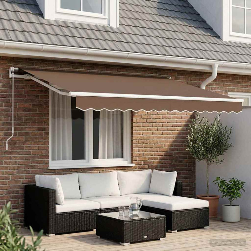 VidaXL Fabric Cover Retractable Patio Awning, 165cm H x 300cm W x 200cm D, Solid Colour, Taupe
