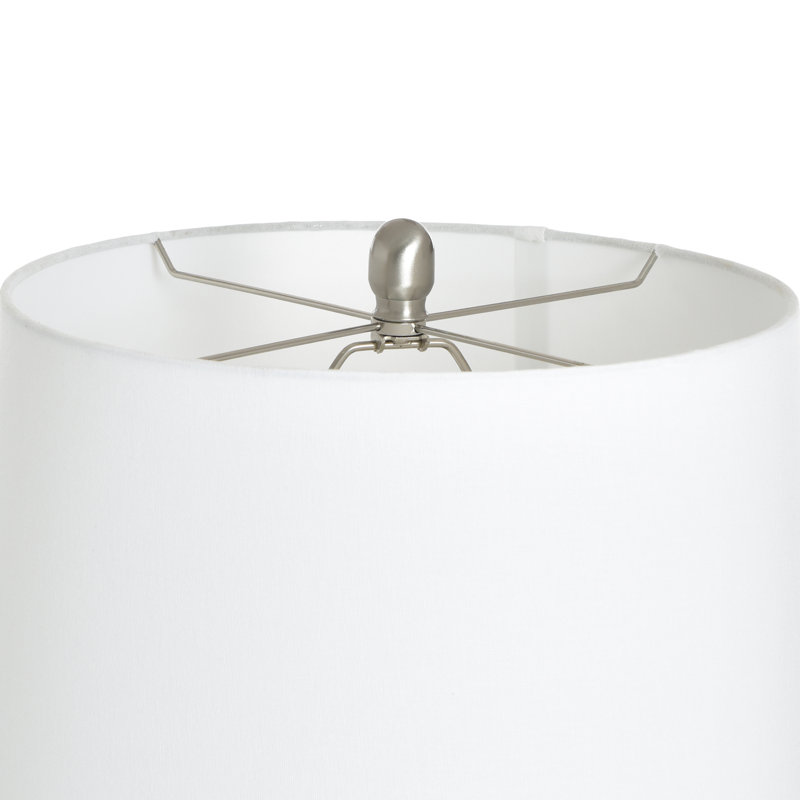 Lampe de table en verre - Wellen - abat-jour blanc