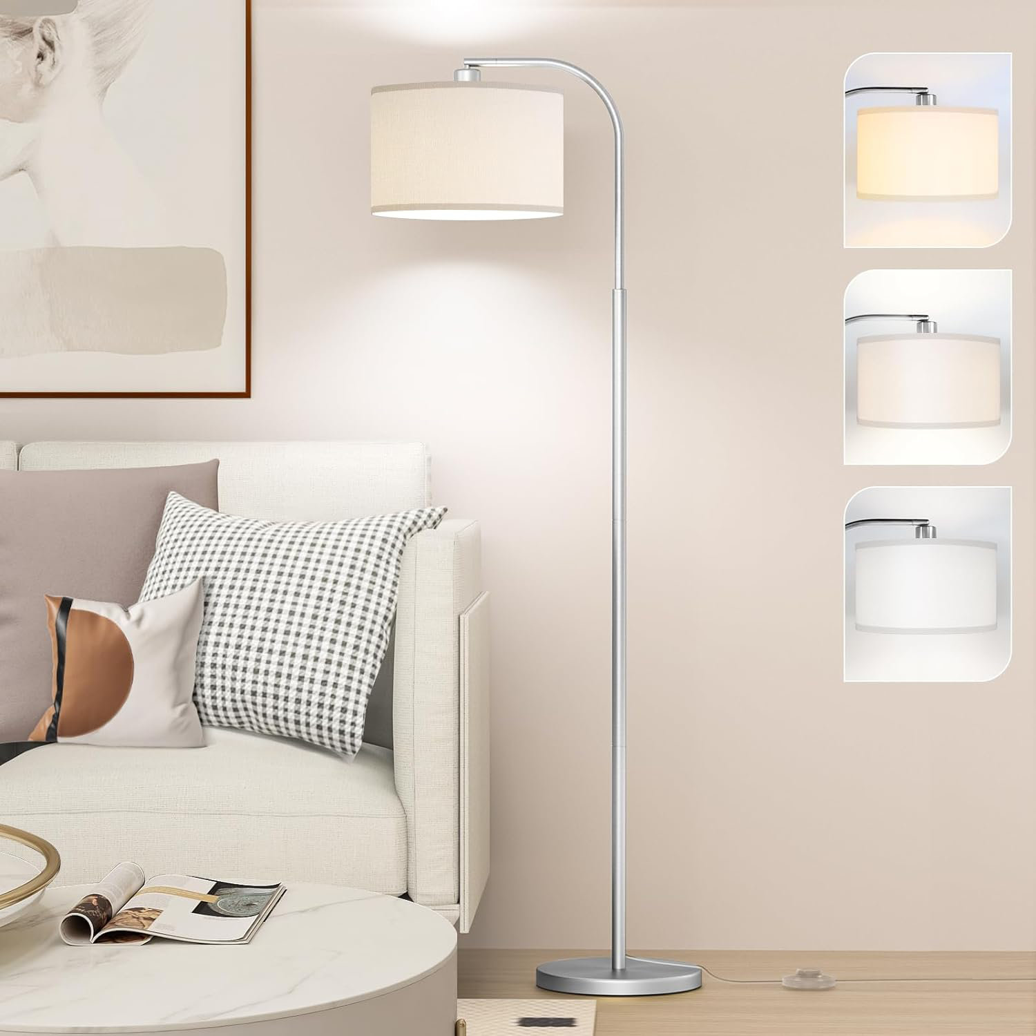 Latitude Run® Arc Floor Lamps with 3 Color Temperatures, Modern Floor ...