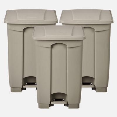 Lot de 3 bacs extérieurs de 87 L – Poubelles robustes de 23 gallons avec couvercle et pédale pour usage domestique, patio et commercial – Pour le Canada et les États-Unis