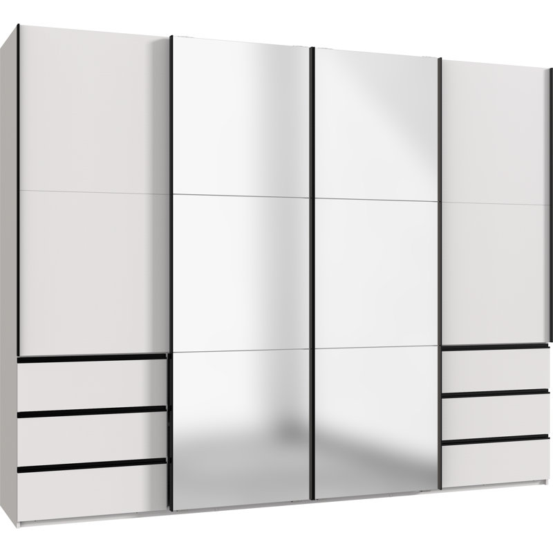 Guardino 4 Door Wardrobe, White, 236cm H x 300cm W x 65cm D