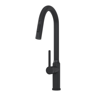 18.99" Matt Black Kitchen Faucet With Ergonomic Design Modern Pull-Down In For - 18.99