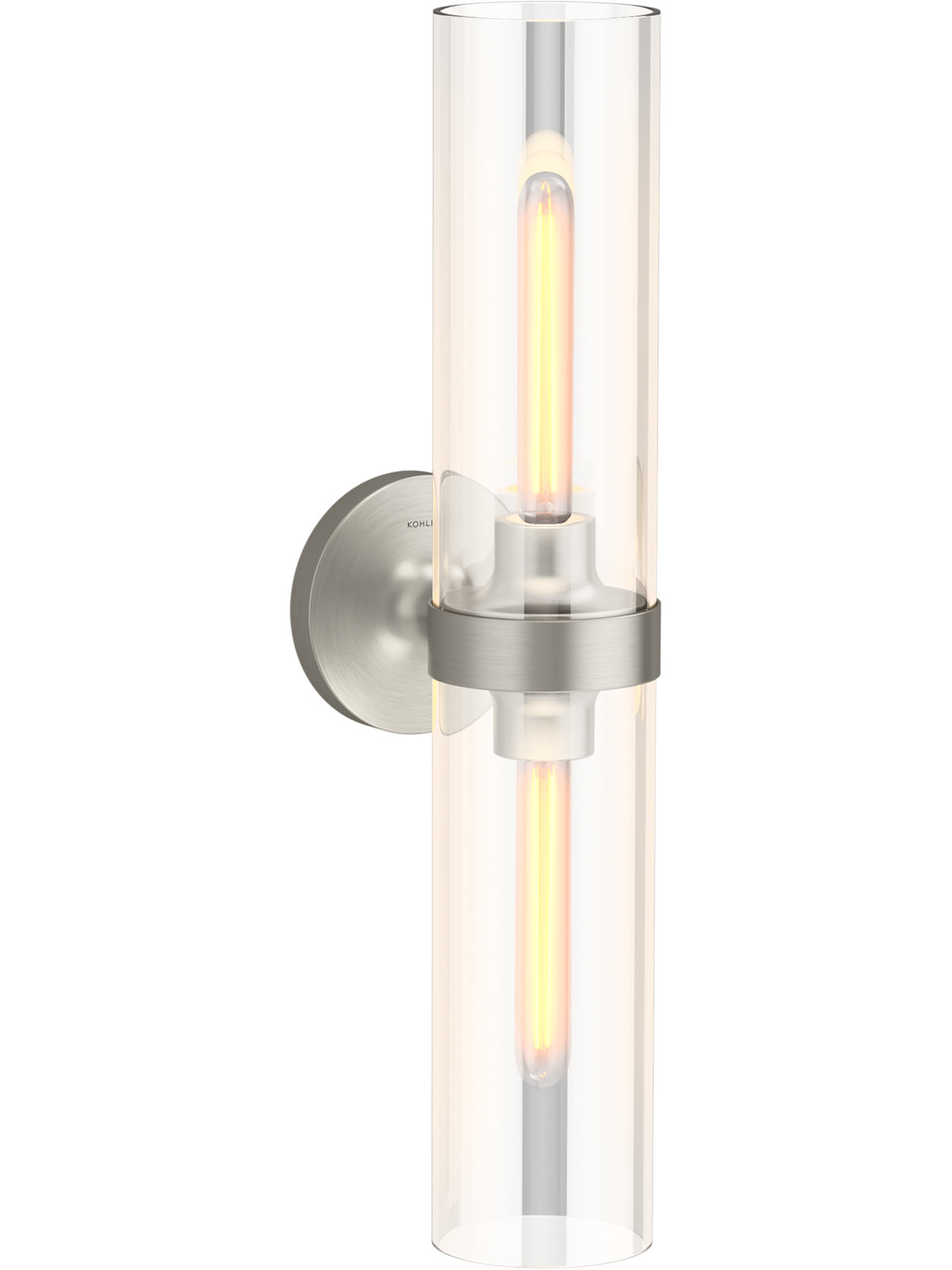 Purist 2-Light Wallchiere, 21.875" H x 4.75" W x 6.875" D, Brushed Nickel