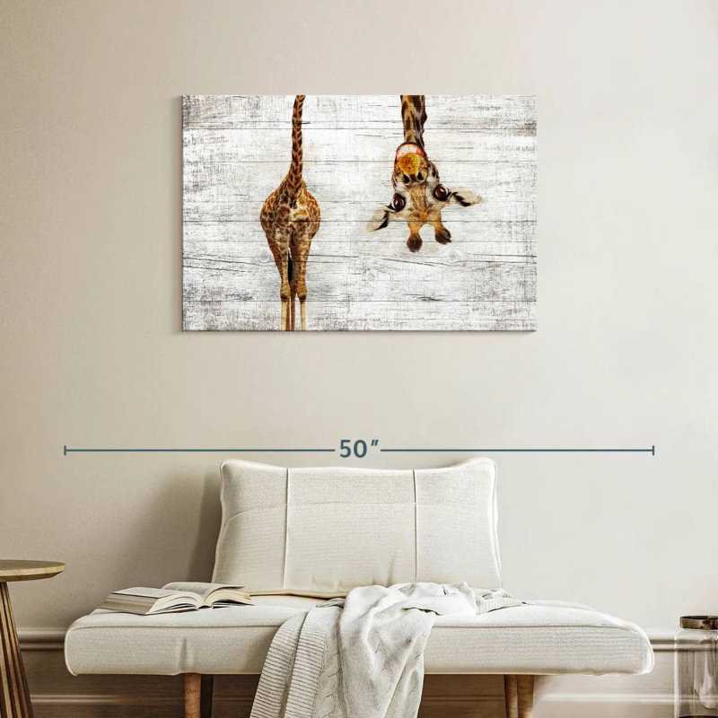 Girafe en bois, H 24 po x l 36 po