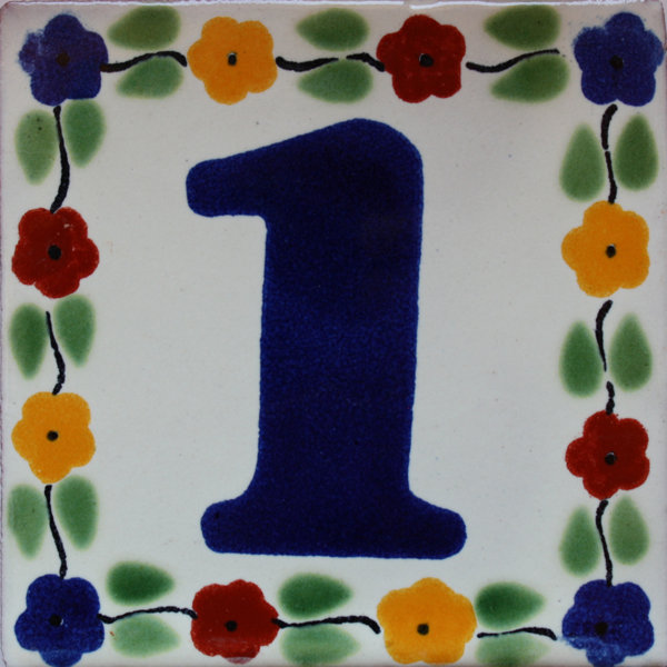 4.2" x 4.2" 2pcs TalaMex Bouquet Talavera Tile Number One