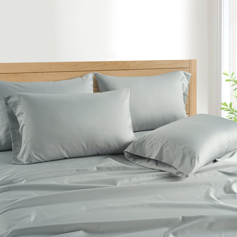 Kathy Ireland 1000 Thread Count Standard Cotton Rich 6-Piece Sheet Set, Platinum Silver, King Sheet Set