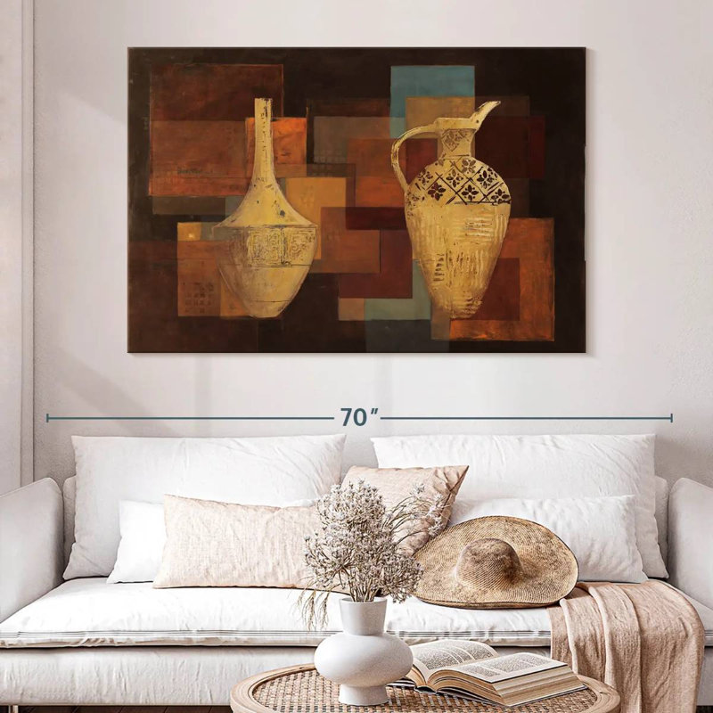 Senne, teintes d'automne avec vases, H 34 po x l 51 po