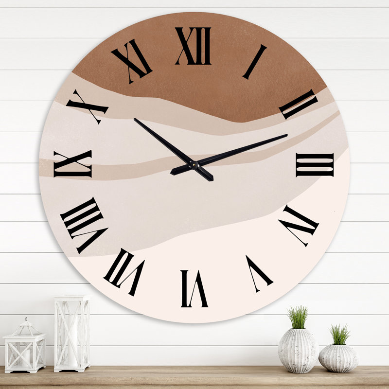 Terracotta and Ivory Shapes with Scuff Effect - Modern wall clock, Extra Small
