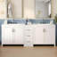 Meuble-lavabo double 84 po avec 2 lavabos en céramique et comptoir en quartz, 3 tiroirs et 2 armoires avec tablettes réglables-236652937