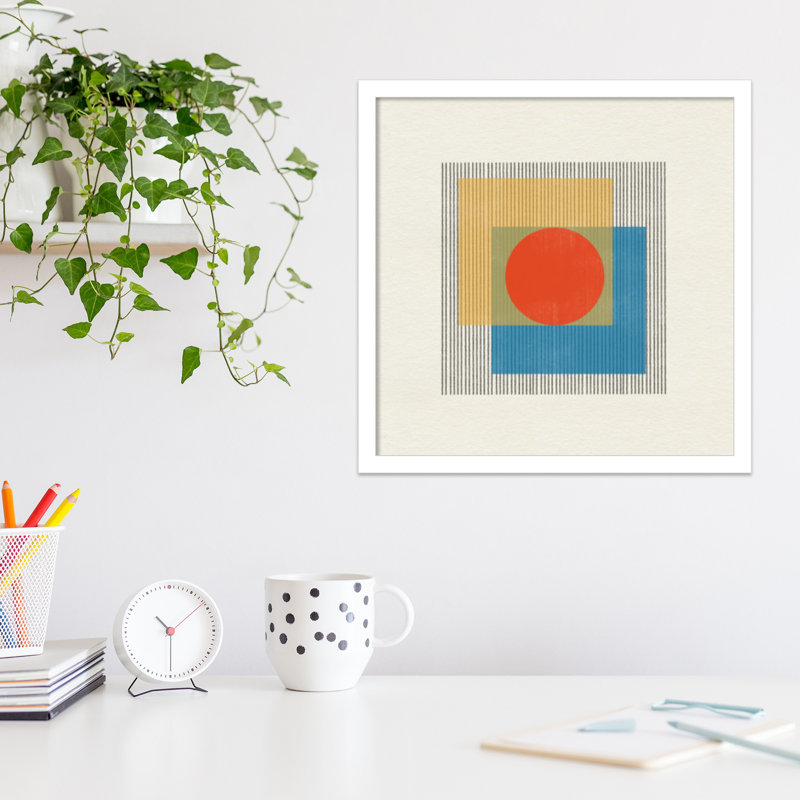 Midcentury Modern Object No 3 by Miuus, White, 17" H x 17" W x 1" D