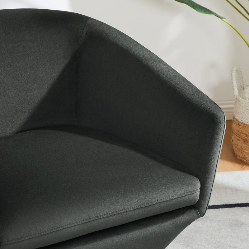 Elexi Upholstered Swivel Barrel Chair, Dark Grey Performance Velvet