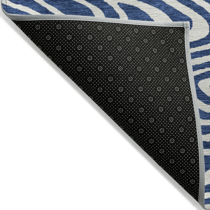 Navy Rectangular Synthetic Washable Rug, 1'8" x 2'6"