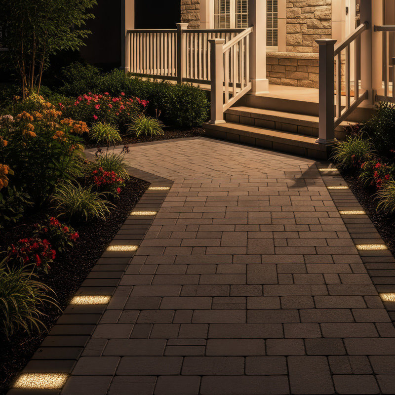 Pavé lumineux en pierre 4x8", éclairage DEL basse tension pour allée et terrasse, gris pâle, 2 W