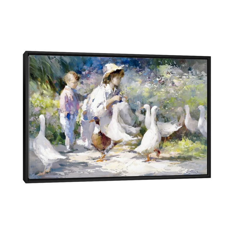 «Nourrir le temps», reproduction sur toile, H 18 po x l 26 po x P 1,5 po, Toile avec cadre noir, Pas de tapis