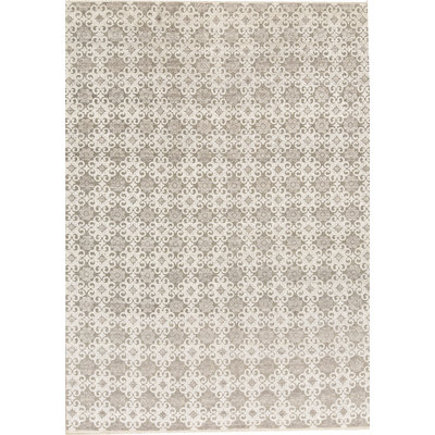 Tapis gris et argent noué à la main de haute qualité