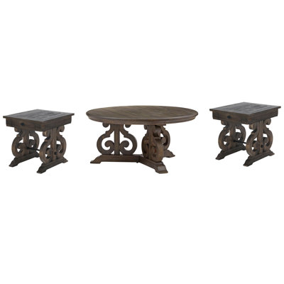 Aylor Round Cocktail Table With 2 End Table