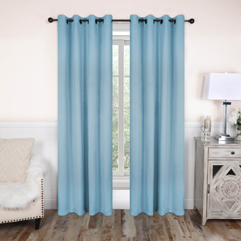 Bertrand Solid Modern Room Darkening Curtain Panel, Light Blue, 42" W x 108" L