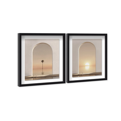 Coastal Window Set Framed Graphic Art