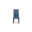 Ensemble de table de salle à manger 5 pièces comprenant une table ronde et 4 chaises de cuisine en tissu de lin bleu avec dossier capitonné - Finition noire-476040933