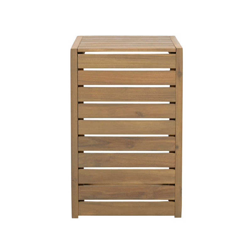 La table d'appoint de patio brun, fabriquée en bois, augmente l'espace de la table extérieure, la conception moderne et pratique, la fabrication, l'assemblage inclus la finition de la lampe en bois, ajoute de l'espace supplémentaire au patio, fonctionnel et requis