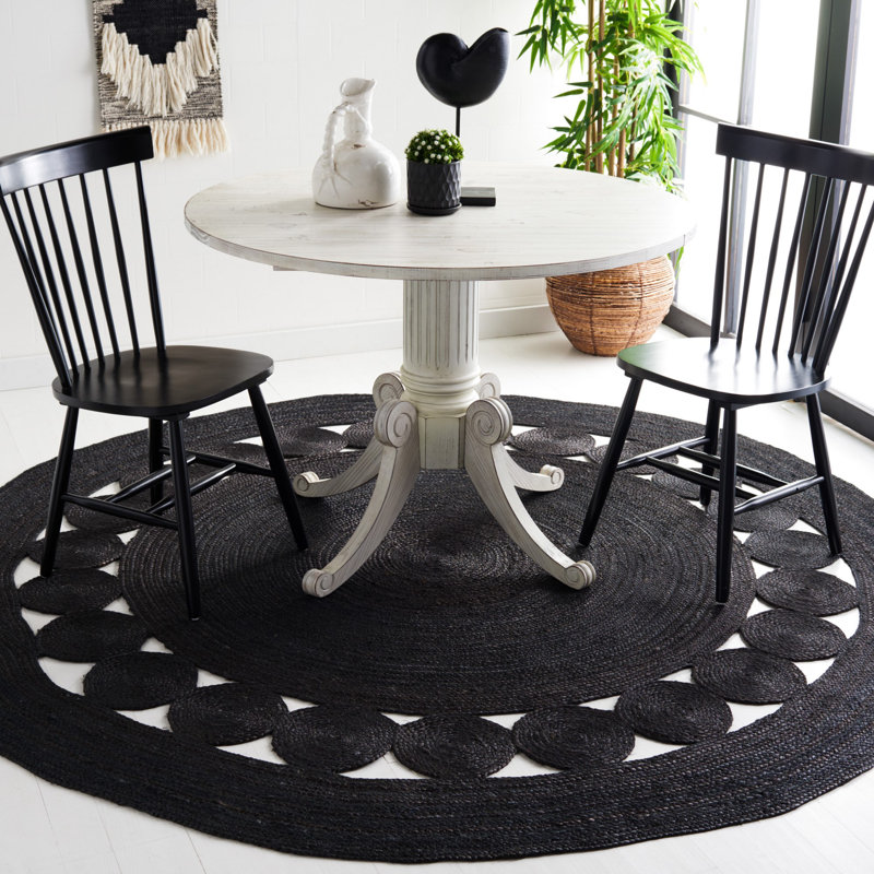 Johna Natural Fiber Hand Woven Jute Solid Color Rug, Round 4'